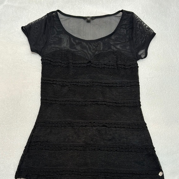 Guess Black Sheer Lace Top Size S - Picture 1 of 12